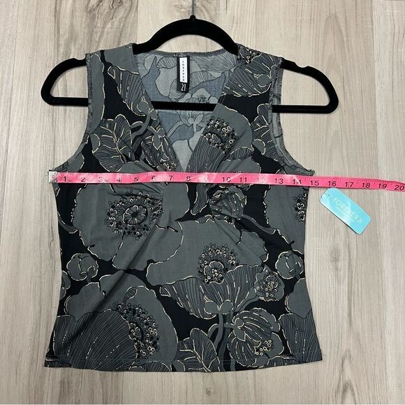 Vintage Y2K tank by forever 21 sz L NWT gray and metallic gold pattern v neck - Picture 6 of 12